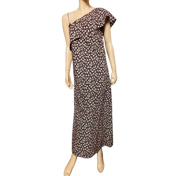 Vanessa Bruno Albatre Dress Bare Shoulder Side Welt Pockets Front Slit Size 36